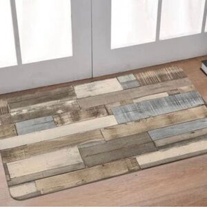 Rustic Wood Look Pattern Floor Mat, Cushy and Modern! NEW in packaging.